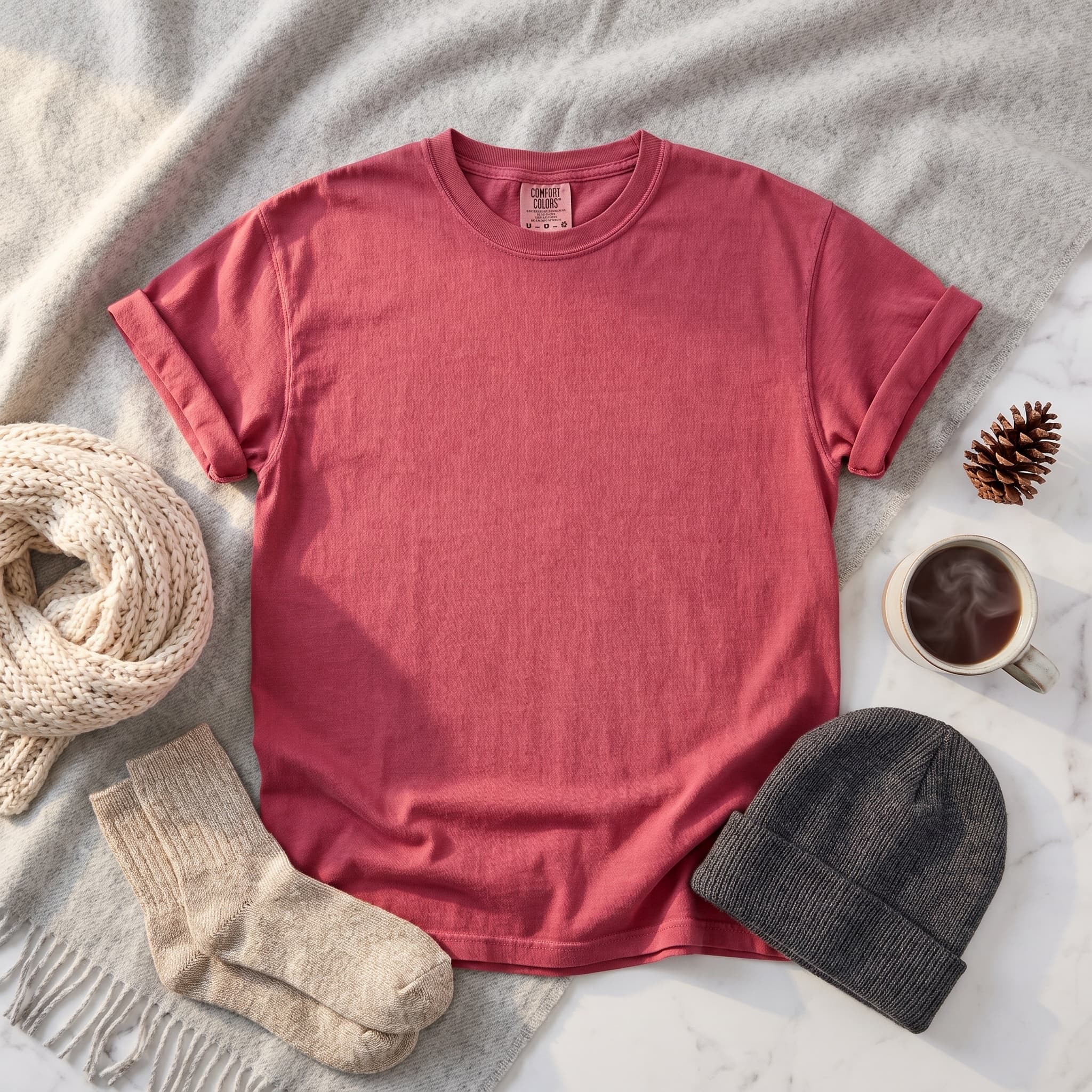 Plain t-shirt mockup — chest panel completely empty